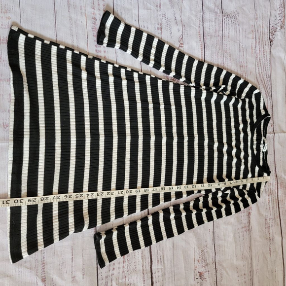 Reformation Jeans Black & White Striped Ribbed Long Sleeve Mini Dress Womens Med - Picture 5 of 6